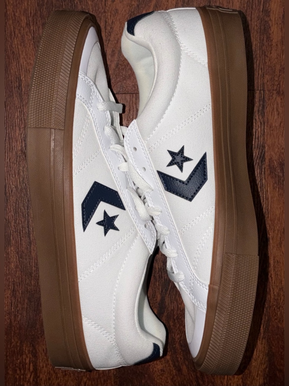 Converse size 12 White & Navy Low top shoes